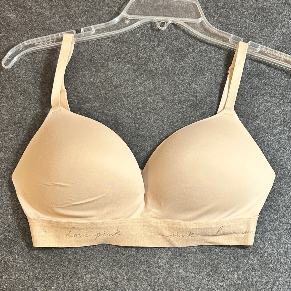 Victoria's Secret Pink  Wear Everywhere Wireless Beige Push Up Bra Size 34D